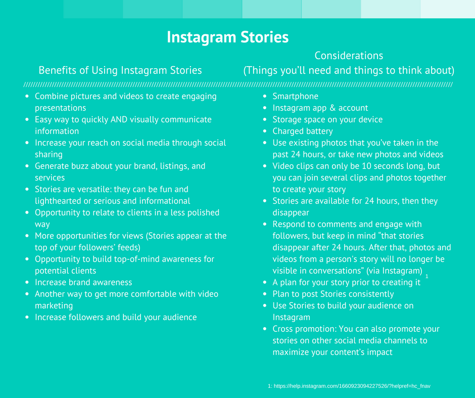 instagram-stories-for-real-estate-agents-benefits-and-considerations-chart