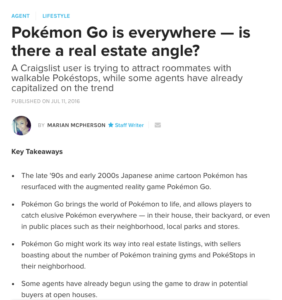 Pokémon Go is everywhere — is there a real estate angle Image