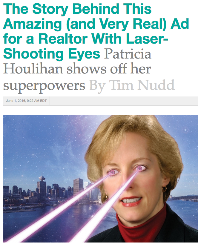The Story Behind This Amazing (and Very Real) Ad for a Realtor With Laser-Shooting Eyes Image